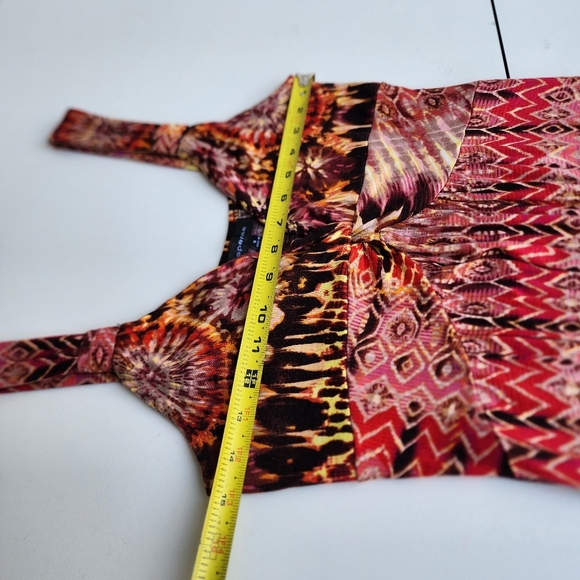 Spense Dress Women Sleeveless Red Brown Floral V-Neck Maxi Sheath Stretch Sz S - Picture 7 of 10